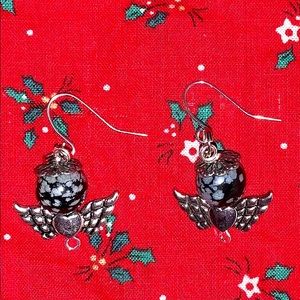 Semi Precious Stone Angel Earrings